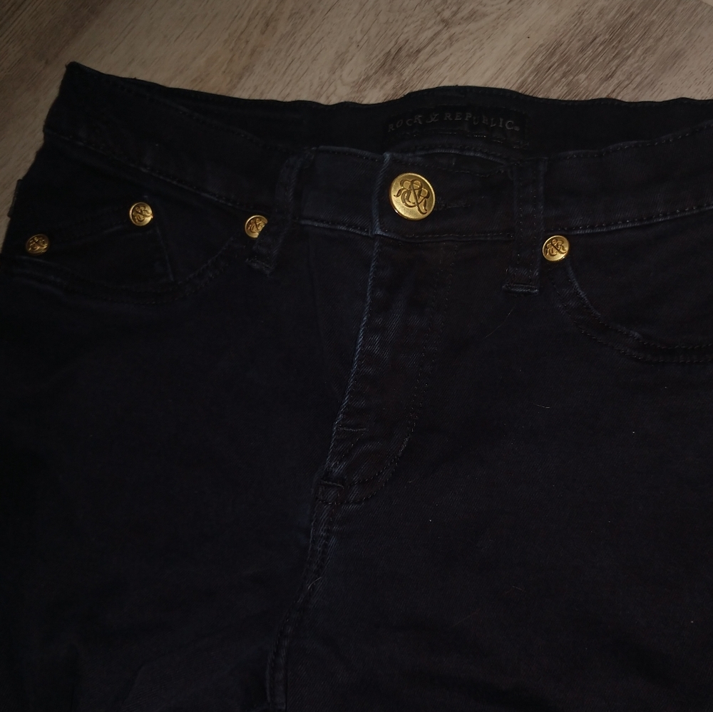 Rock and republic black mid rise skinny jeans size 2 in woman's